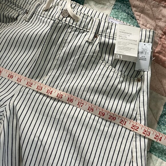 NWT Gap Horseshoe High Rise Jeans Womens 12 Indigo Stripe Barrell Leg - Picture 13 of 14